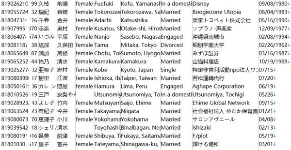 美林美银持股股民数据日本女性1900条