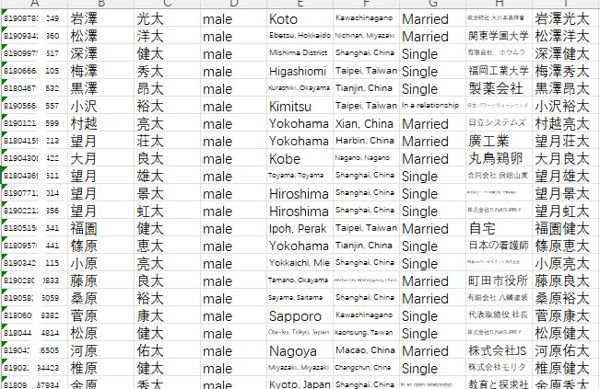 金融股民外汇数据日本男性4万条