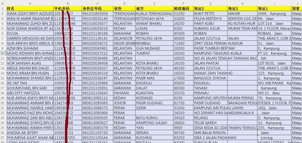 马来西亚大学生带身份证号码12万条