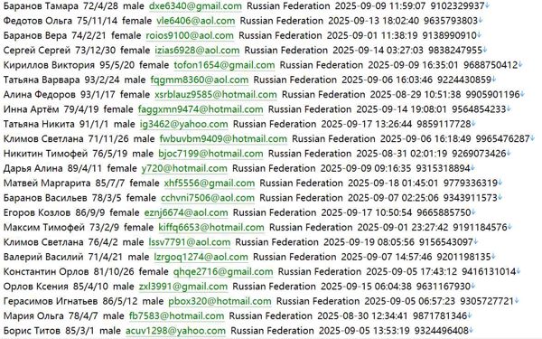 高净值客户751w俄罗斯用户数据信息