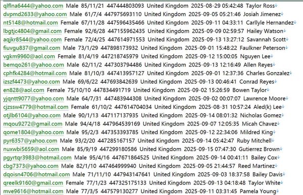 奢侈品消费名单565w英国用户数据信息