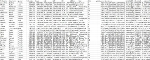 数据原本是一个600多M的JSON文件，我已经把文件转换成了xlsx文件，信息包含姓名，性别，生日，纳税号，地址，邮编，城市，电话，邮箱等等信息

拍下自动发送网盘下载链接
数据为虚拟商品具有复制性，一经出售概不退款.