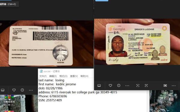 200套高清美国驾照DL加SSN，全部无过期