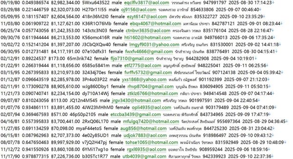 泰国（TrueMoney）金融科技，支付，汇款个人数据619w
