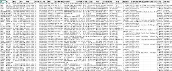 美国公司企业高管数据54万-以去重