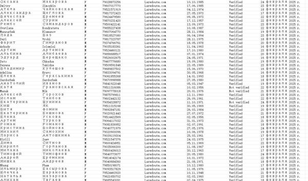 数据更新时间：2月25日 来源：俄罗斯laredoute购物平台，数据格式请参考下方截图

整理的是2025年订单客户，总数大概58万条。自渗透一手数据，没有出过