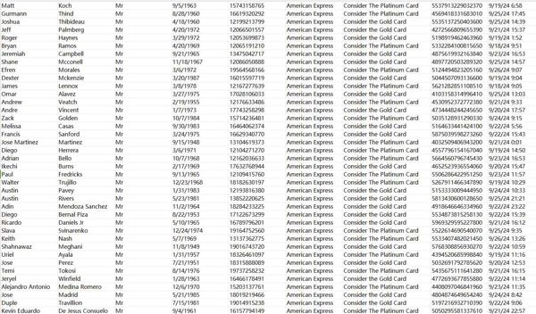 美国运通金卡白金卡用户64万     筛选条件：男性，35岁+    

出库时间：9月27日，格式保留完整，一手数据，先买先用！！