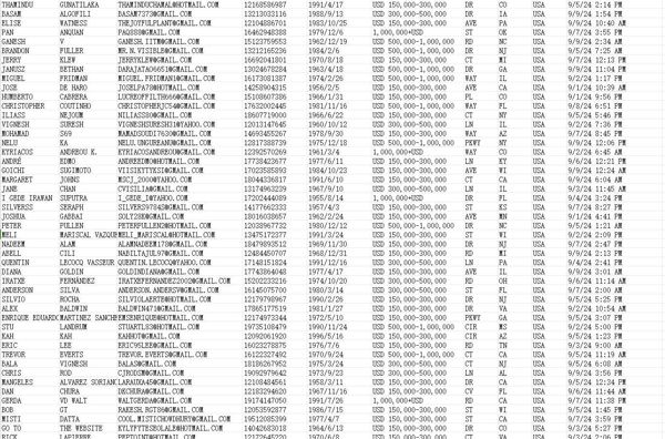 美国股票投资者，总数52万条，筛选资金范围都在15万美金以上


更新时间：9月12日  购买后MEGA自动发货，数据格式已上传
